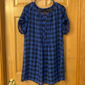 Arnaldo Bassini Italy black and blue checked short dress or long top.